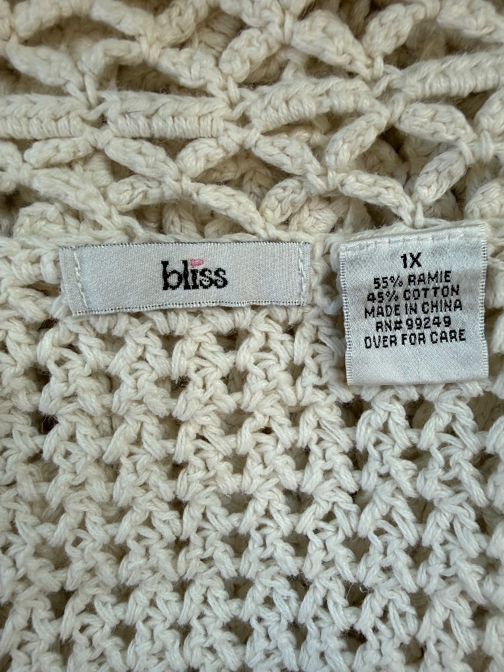 Bliss Cream Open Crochet Knit Top